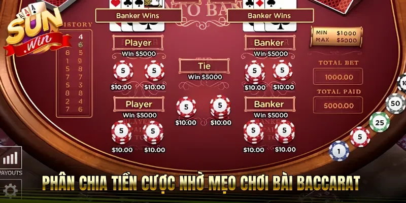 Phân chia tiền cược nhờ mẹo chơi bài Baccarat 