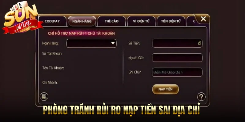 Phòng tránh rủi ro nạp tiền sai địa chỉ 